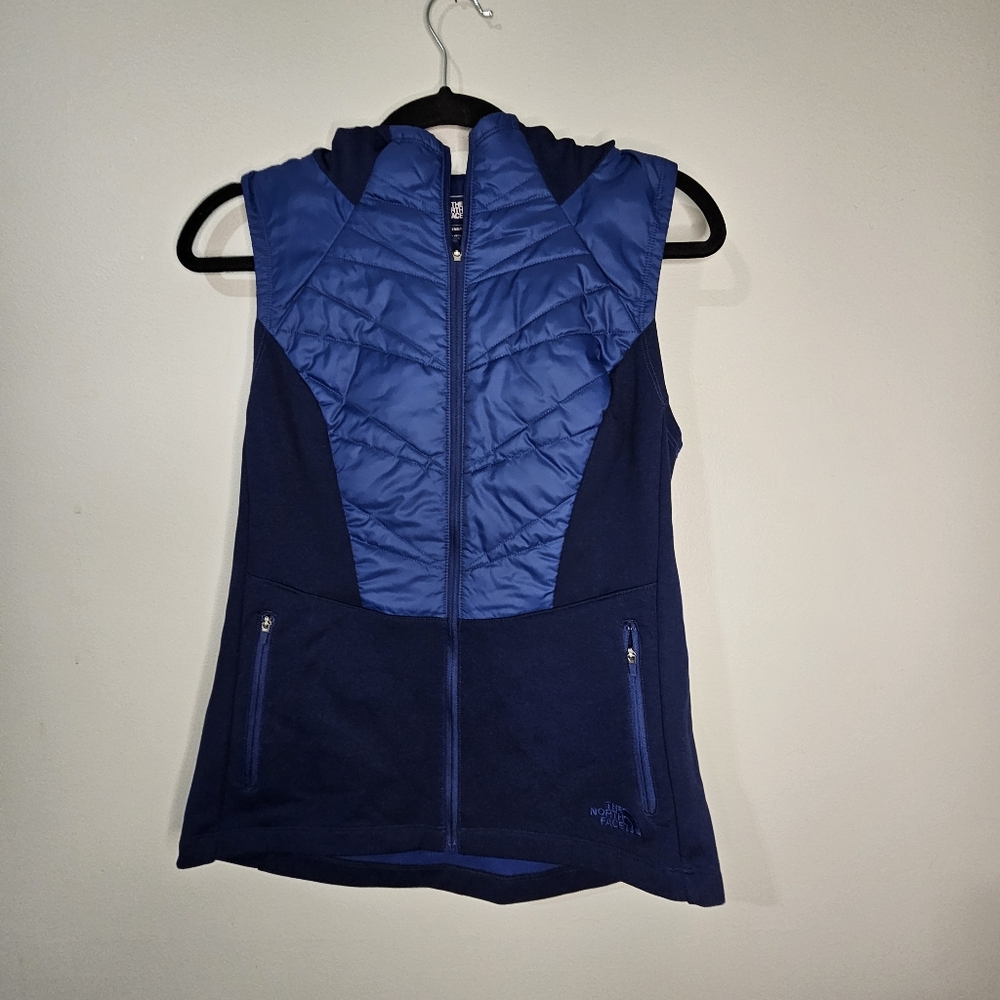 The North Face Womens M Vest Blue Full Zip Flashdry Technology Mountain Hoodie
